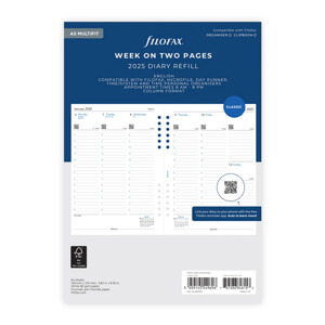 Filofax Week on Two Pages Diary with Appointments A5 Multifit 2025 English